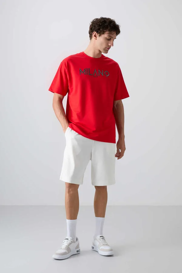 Tommylife Wholesale Crew Neck Oversize Printed Men's T-Shirt 88345 Fiesta