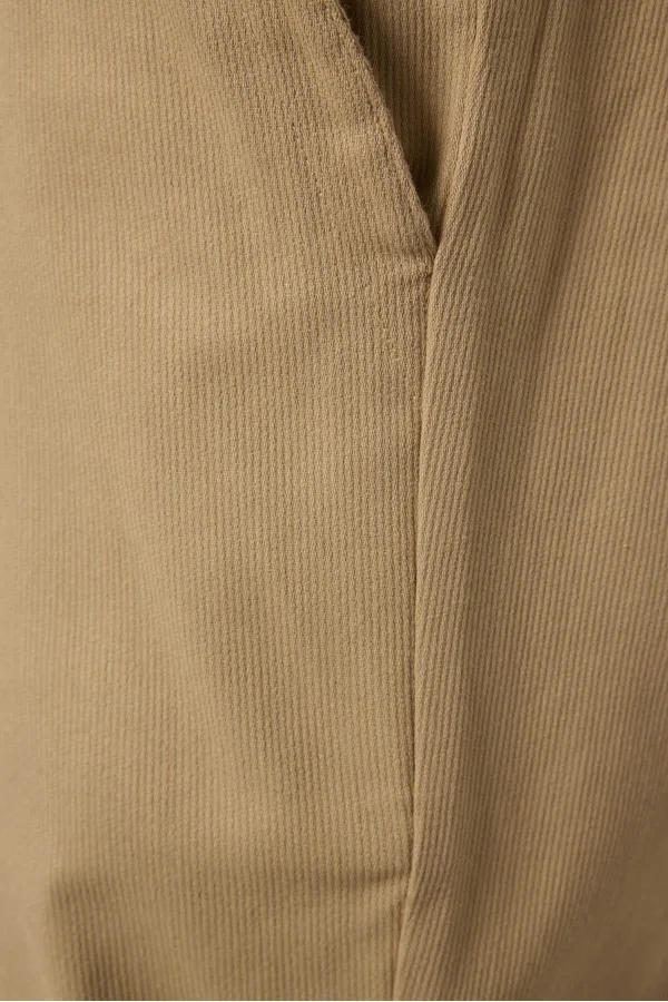 Tommylife Toptan Standart Fit Dokuma Hafif Esnek Chino Erkek Pantolon 82176 Koyu Bej