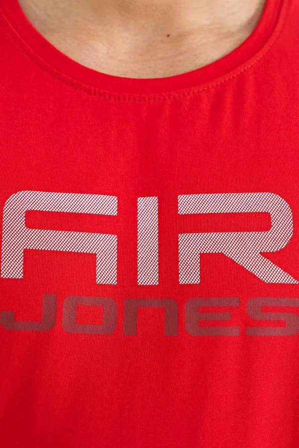 Tommylife Wholesale Liam Crew Neck Standard Fit Printed Men's T-Shirt 88207 Red