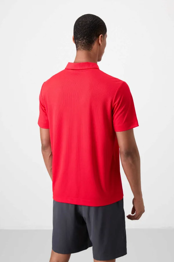 Tommylife Wholesale Polo Collar Standard Fit Active Sport Men's T-Shirt 88252 Red