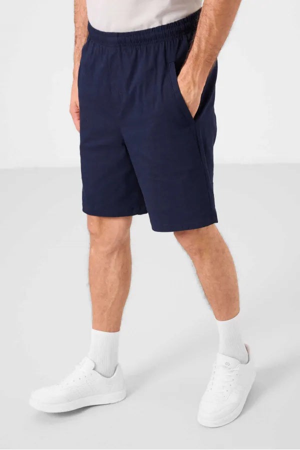 Short chino extensible léger, coupe standard, tissé, Tommylife Wholesale, bleu marine, référence 81292