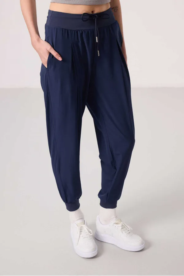 Pantalon Tommylife en polyester à poches, coupe standard, pour femme - 94677 Indigo