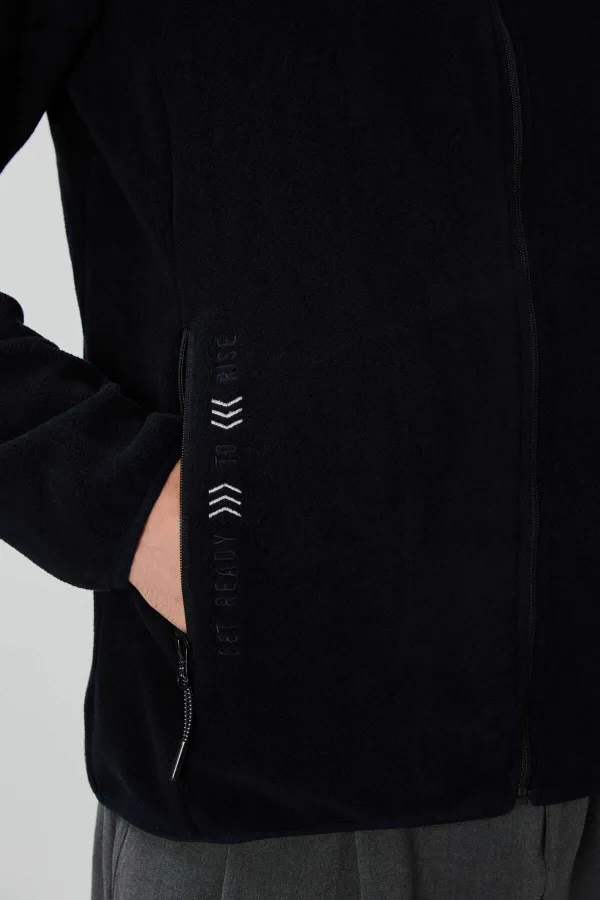 Sweat-shirt en polaire zippé à col montant pour homme Tommylife, modèle standard, vente en gros, 87992, bleu marine