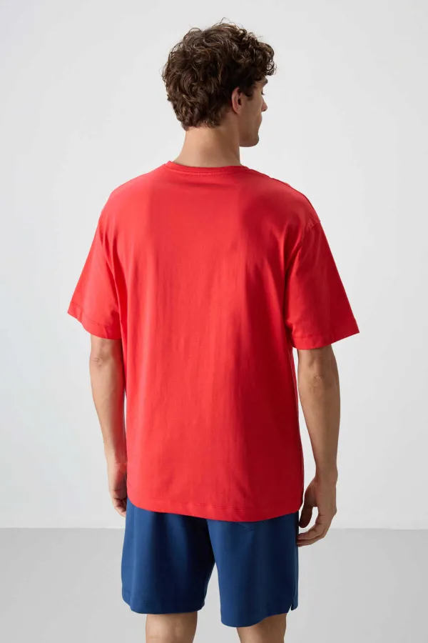 Tommylife Wholesale Crew Neck Oversize Printed Men's T-Shirt 88360 Fiesta