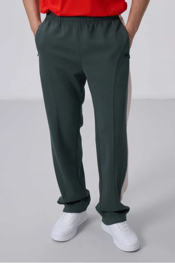 Pantalon palazzo pour homme Tommylife Wholesale, coupe standard, surface texturée, référence 82171, kaki