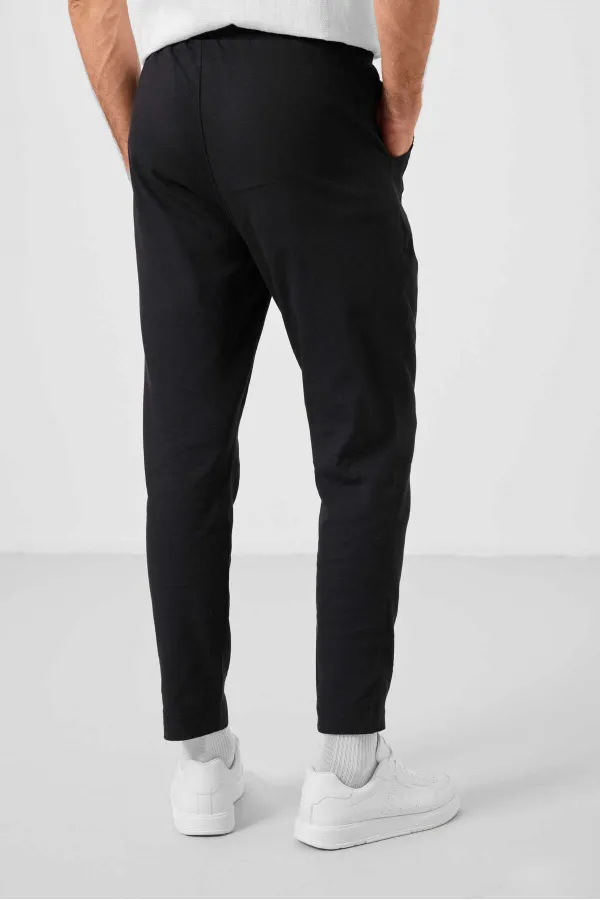 Pantalon chino extensible léger tissé coupe standard Tommylife Wholesale pour homme 82177 Noir