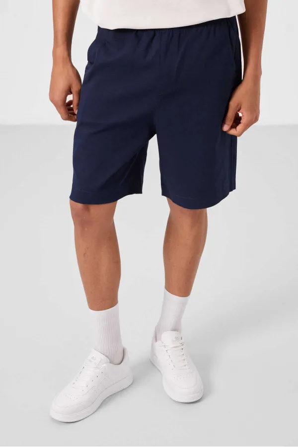 Short chino extensible léger, coupe standard, tissé, Tommylife Wholesale, bleu marine, référence 81293