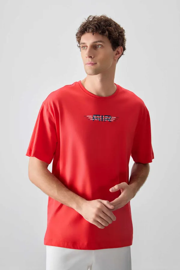 Tommylife Wholesale Crew Neck Oversize Printed Men's T-Shirt 88356 Fiesta