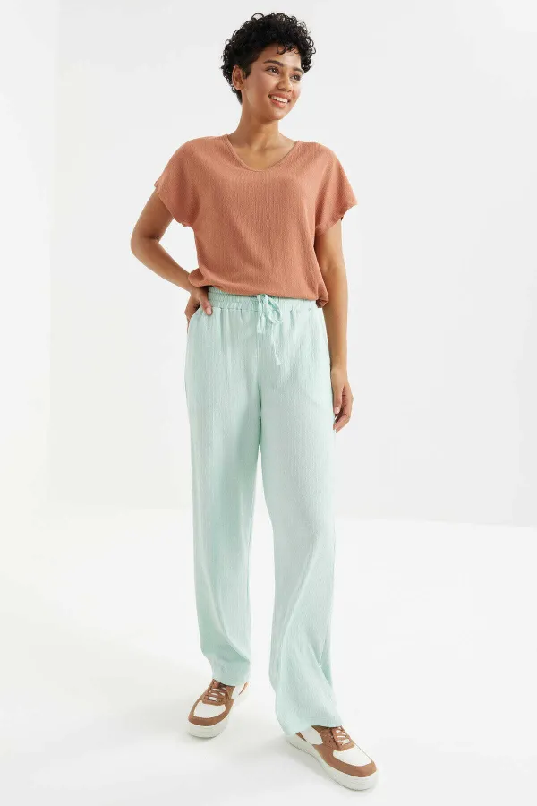 Pantalon de survêtement Tommylife Wholesale Aqua Green Classic Leg à taille élastiquée avec cordon de serrage - 94619