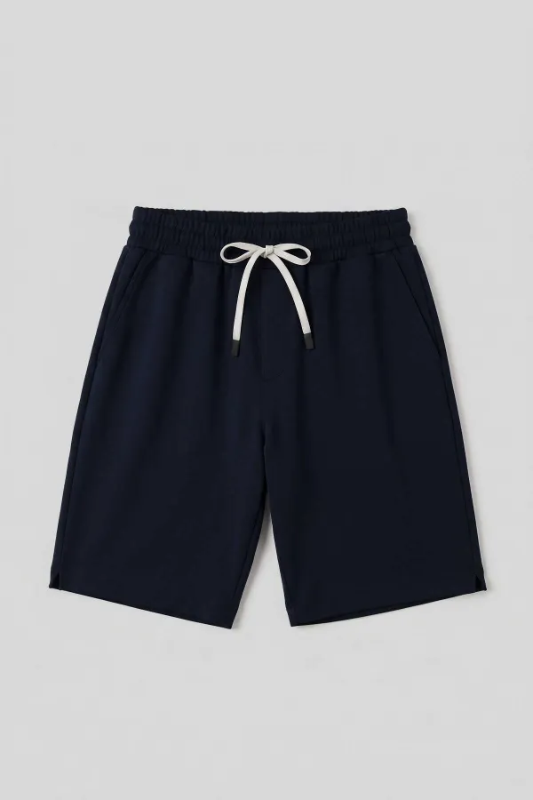 Short basique Tommylife pour homme, coupe standard, bleu marine, avec poches arrière - 88314