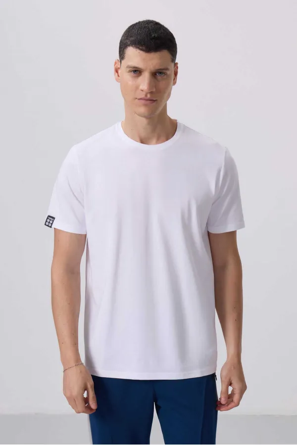 T-shirt basique Tommylife Wholesale à col rond et coupe standard pour homme, référence 87911, blanc