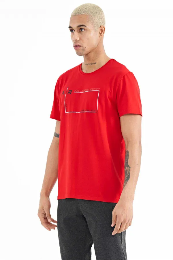 Tommylife Wholesale Otis Crew Neck Standard Fit Printed Men's T-Shirt 88228 Red