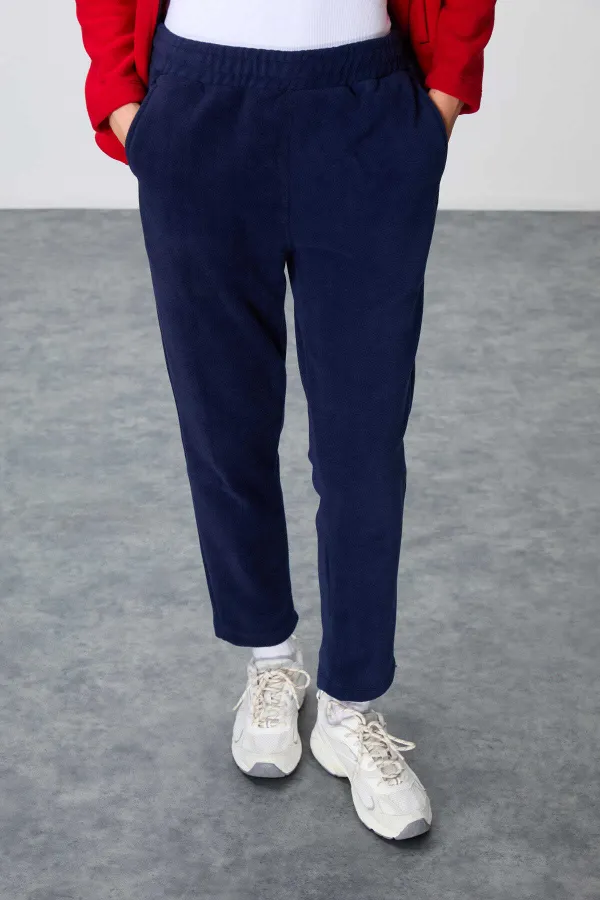 Ensemble de survêtement en polaire Tommylife Wholesale pour femme, coupe classique, col montant, taille oversize, rouge et marine (réf. 95339).