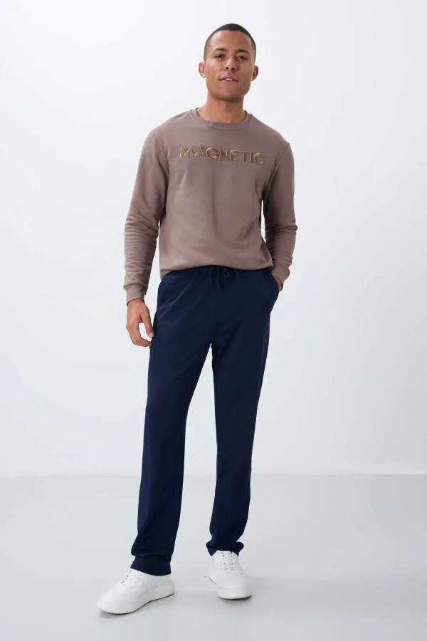 Pantalon de survêtement Tommylife Wholesale Indigo pour homme, avec cordon de serrage, poches, coupe standard, jambe classique - 84682