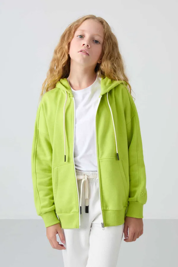 Sweat-shirt à capuche Tommylife pour filles de 7 à 15 ans, coupe standard, vert citron, référence 75149.