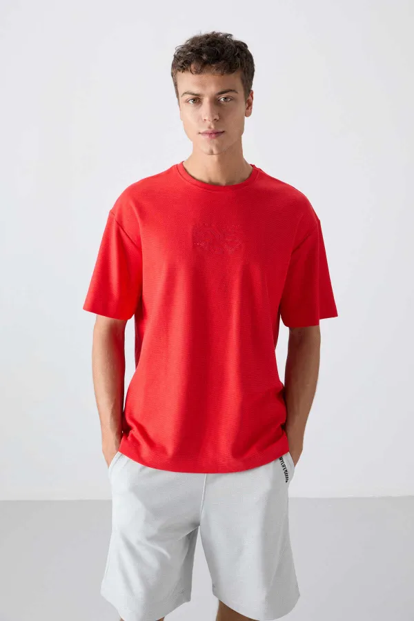 Tommylife Wholesale Crew Neck Oversize Printed Men's T-Shirt 88336 Fiesta