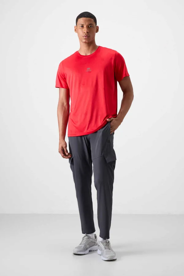 Tommylife Toptan O Yaka Standart Kalıp Aktif Spor Erkek T-Shirt 88397 Kırmızı