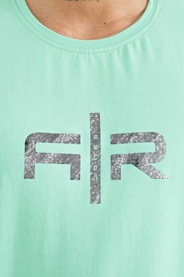 Tommylife Wholesale Boris Crew Neck Standard Fit Printed Men's T-Shirt 88206 Aqua Green