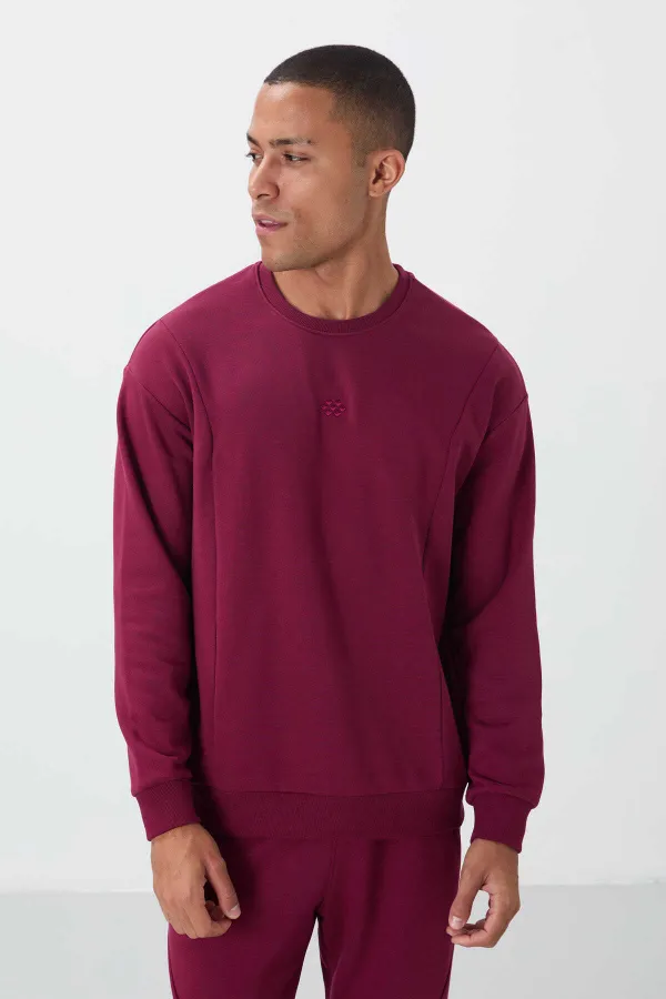 Tommylife Toptan Rahat Kalıp Basic Erkek Eşofman Takım 85263 Erguvan