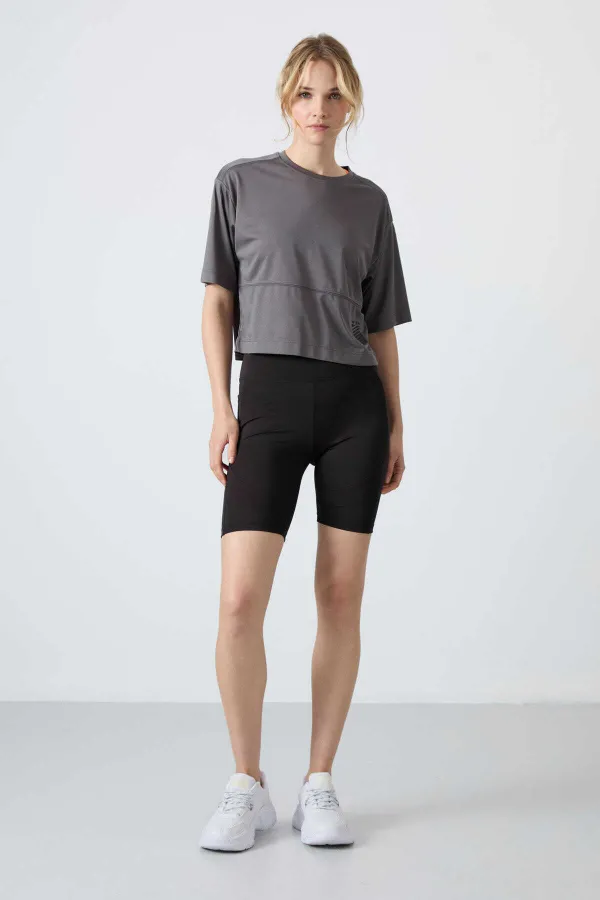 Tommylife Toptan Yüksek Bel Biker Kadın Tayt 91012 Siyah