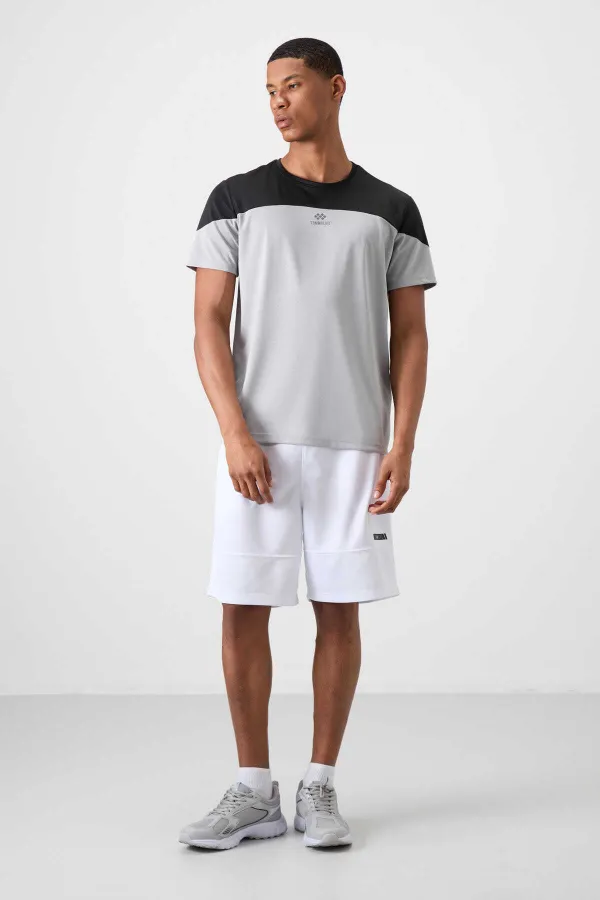 Tommylife Toptan O Yaka Standart Kalıp Aktif Spor Erkek T-Shirt 88386 Gri