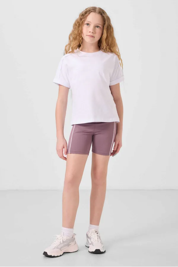 Tommylife Toptan Esnek Standart Fit Basic Performans Kız Çocuk Tayt 75189 Gül Kurusu