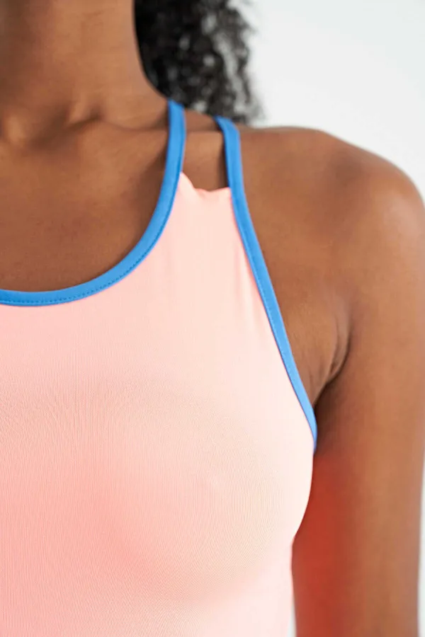 Débardeur de sport pour femme Tommylife, rose pâle, dos à double bretelle, coupe standard - 97258