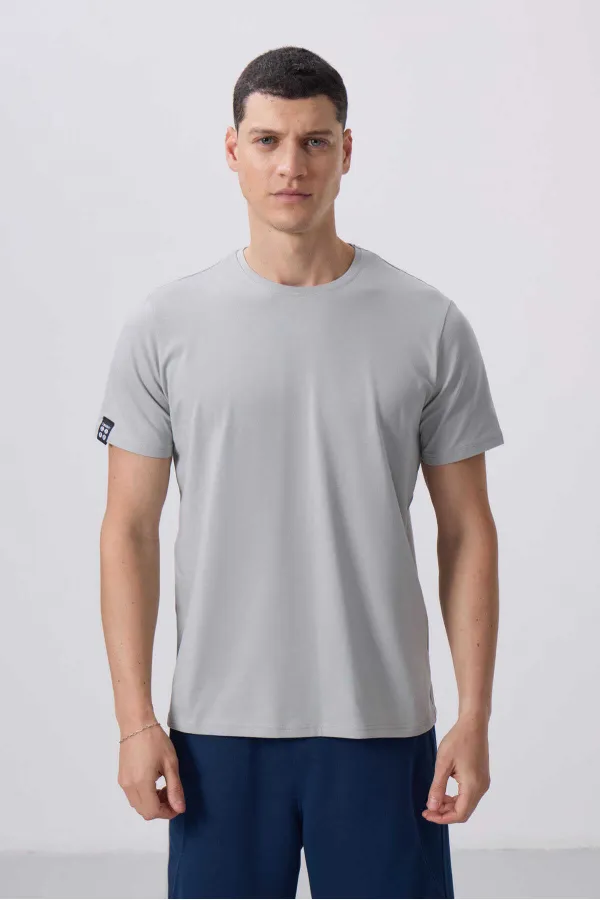 T-shirt basique Tommylife pour homme, col rond, coupe standard, couleur pierre, référence 87911