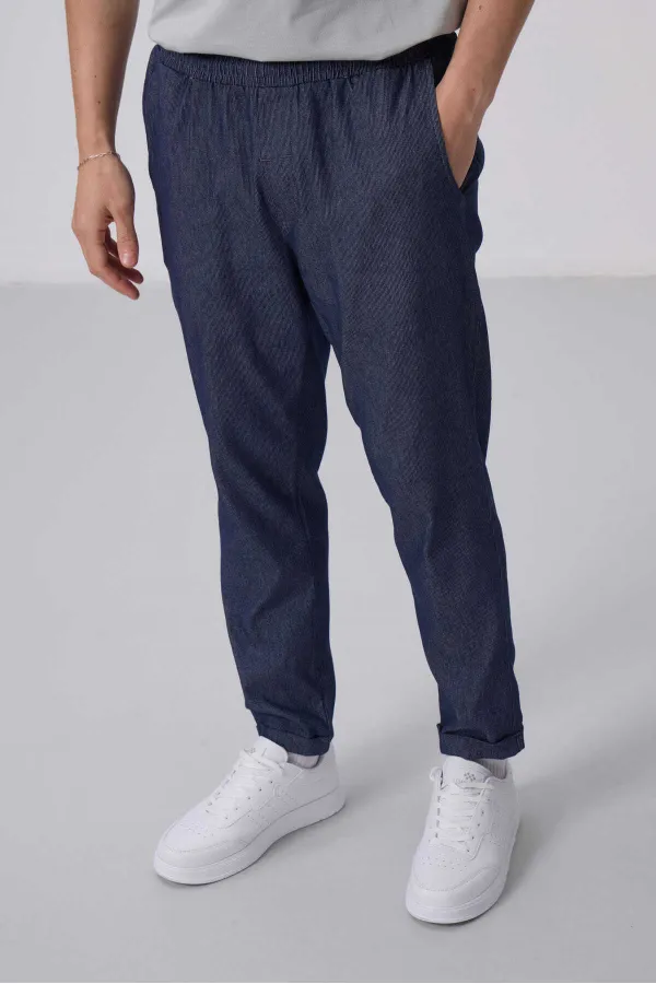 Tommylife Wholesale Standard Fit Woven Lightweight Stretch Chino Pants 82175 Denim Navy Blue