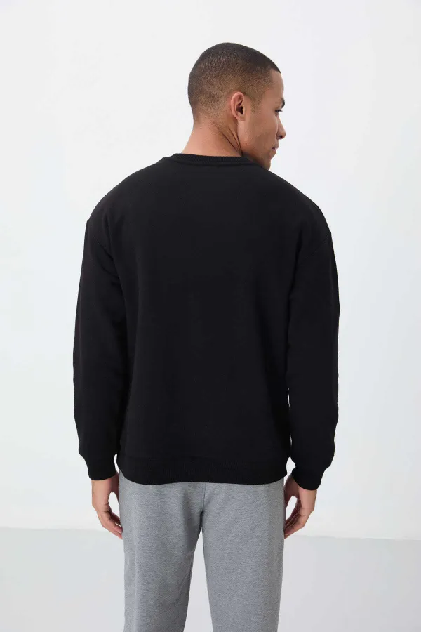 Sweat-shirt basique Tommylife Wholesale à col rond et coupe décontractée pour homme, référence 88418, noir