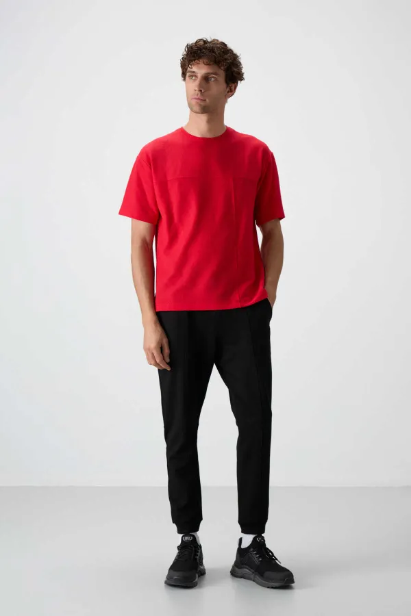 Tommylife Toptan Comfort Fit Nakışlı Erkek Jogger Eşofman Alt 82123 Siyah