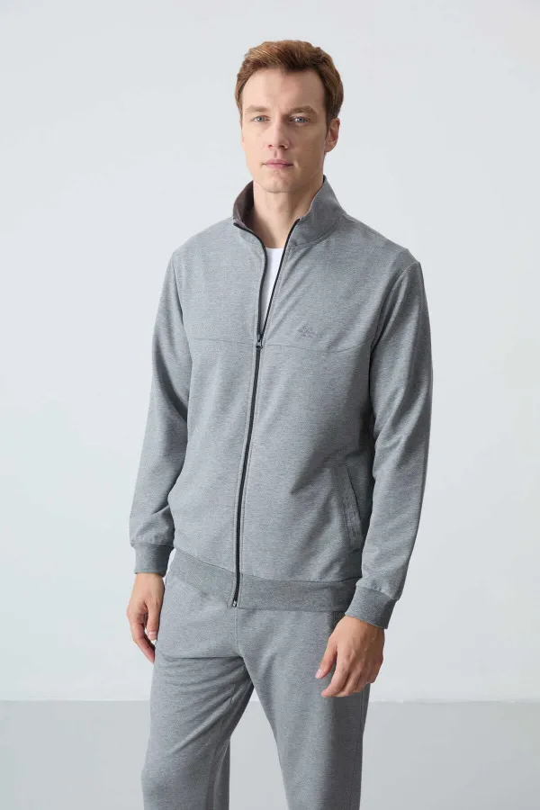 Ensemble de survêtement basique pour homme Tommylife Wholesale, coupe décontractée, gris chiné 85260