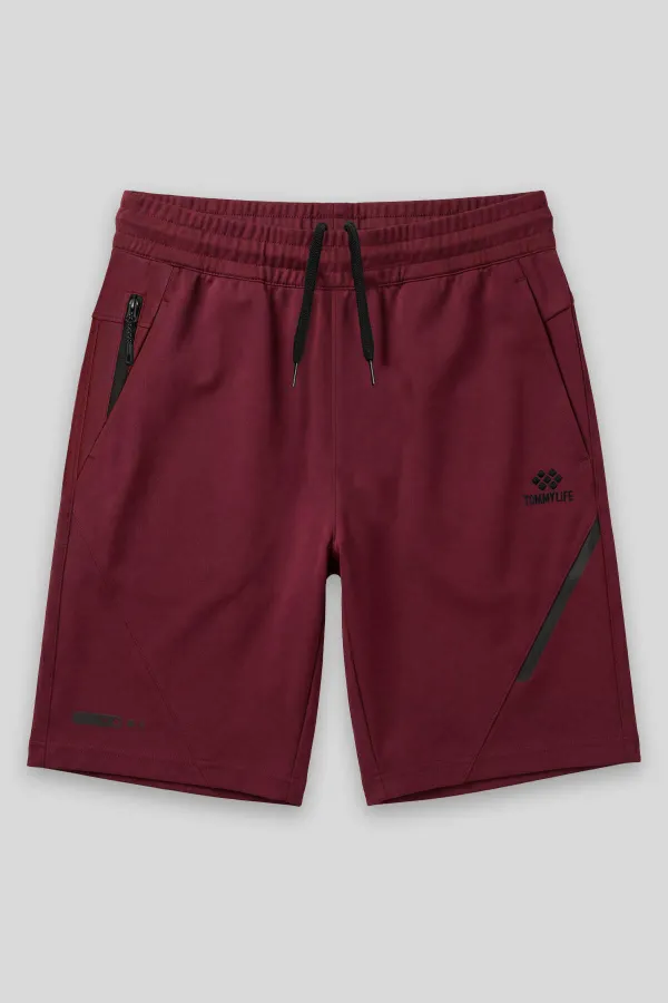 Tommylife Toptan Erguvan Desenli Bağcıklı Fermuar Cepli Erkek Şort - 81229