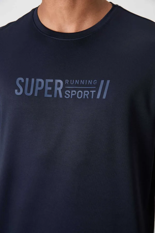 Tommylife Toptan O Yaka Standart Kalıp Aktif Spor Erkek T-Shirt 88385 Lacivert