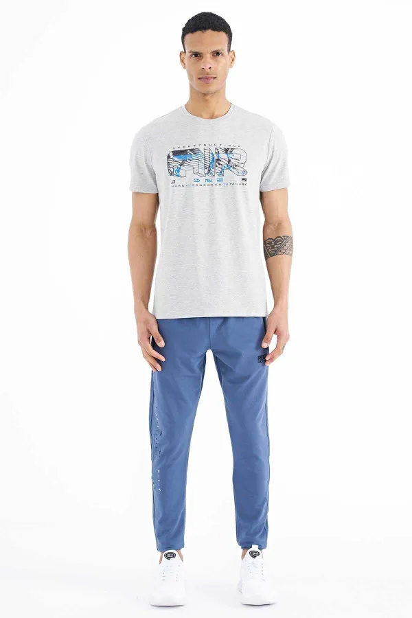 Tommylife Wholesale Oscar Crew Neck Standard Fit Printed Men's T-Shirt 88226 Grey Melange