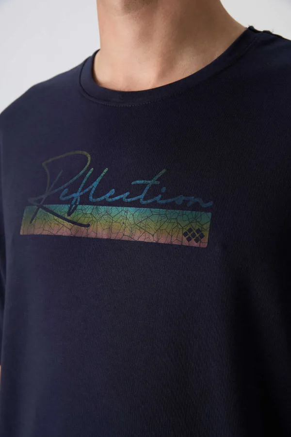 Tommylife Toptan O Yaka Oversize Baskılı Erkek T-Shirt 88334 Lacivert