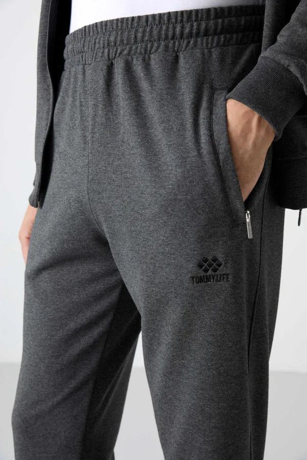 Survêtement zippé confortable Tommylife pour homme, vente en gros, 85072, anthracite chiné