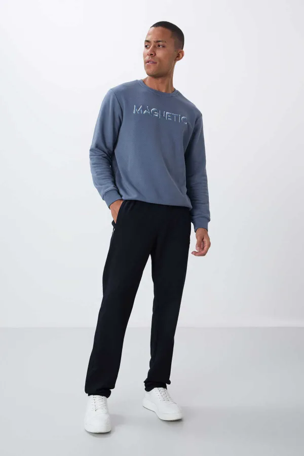 Tommylife Toptan Dar Kalıp Klasik Paça Erkek Eşofman Alt 84669 Lacivert