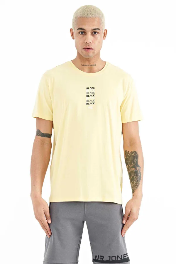 T-shirt homme imprimé Tommylife Wholesale Tylor, col rond, coupe standard, jaune, référence 88227