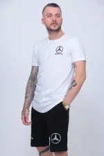 Mercedes Baskılı Beyaz Erkek Alt-üst Şortlu Takım