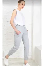 Women's Grey Tracksuit Bottoms with Elasticated Legs