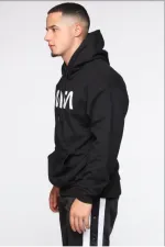 Siyah Erkek Nasa Baskı Kapüşonlu Sweatshirt