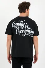 Unisex Oversize Loyalty Is Everything Baskılı Bisiklet Yaka Kısa Kollu T-shirt