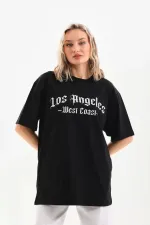 Unisex Printed Oversize T-Shirt - Black
