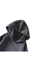 Hooded Kangaroo Pocket California Printed Oversized Sweatshirt - Blue