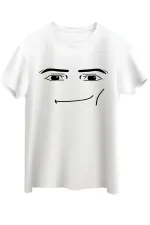 T-shirt Roblox Face Man blanc unisexe