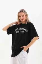 Unisex Printed Oversize T-Shirt - Black
