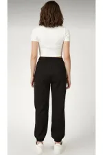 Women's Black Elastic Leg Tracksuit Bottoms