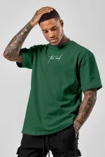 Oversize The End Baskılı Yeşil Tshirt