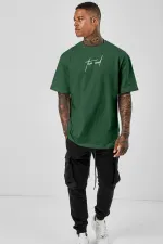 Oversize The End Baskılı Yeşil Tshirt